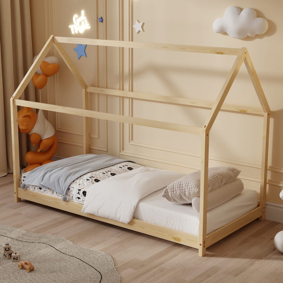 ΚΡΕΒΑΤΙ ΠΑΙΔΙΚΟ PEPE HM677.01 τ.MONTESSORI ΞΥΛΟ ΠΕΥΚΟ ΦΥΣΙΚΟ- 190x90εκ - Image 2