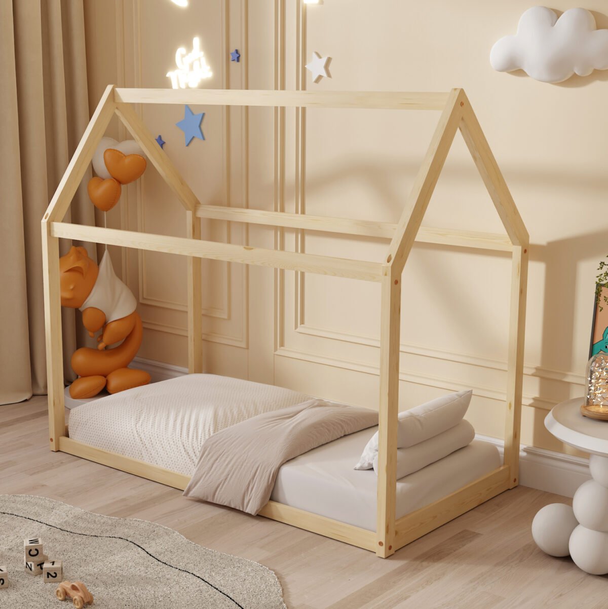 ΚΡΕΒΑΤΙ ΠΑΙΔΙΚΟ PEPE HM678.01 τ.MONTESSORI ΞΥΛΟ ΠΕΥΚΟ ΦΥΣΙΚΟ- 140x70εκ - Image 2