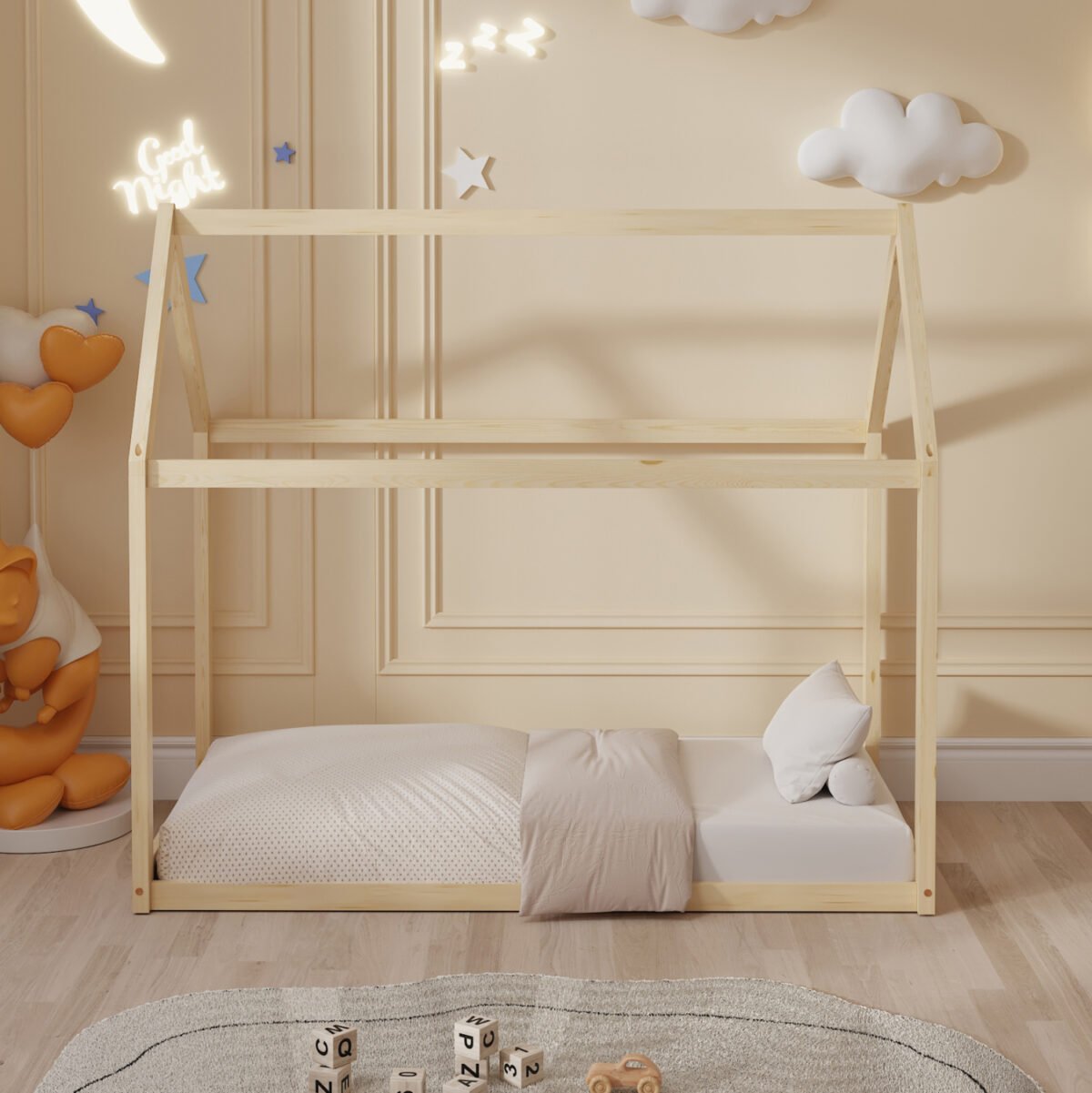 ΚΡΕΒΑΤΙ ΠΑΙΔΙΚΟ PEPE HM678.01 τ.MONTESSORI ΞΥΛΟ ΠΕΥΚΟ ΦΥΣΙΚΟ- 140x70εκ - Image 4