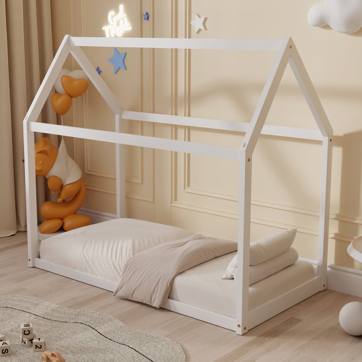 ΚΡΕΒΑΤΙ ΠΑΙΔΙΚΟ PEPE HM678.03 τ.MONTESSORI ΞΥΛΟ ΠΕΥΚΟ ΛΕΥΚΟ- 140x70εκ - Image 2