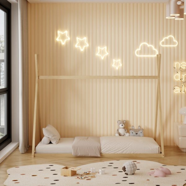 ΚΡΕΒΑΤΙ ΠΑΙΔΙΚΟ MUNK HM681.01 τ.MONTESSORI ΜΑΣΙΦ ΞΥΛΟ ΠΕΥΚΟΥ ΦΥΣΙΚΟ- 190x90εκ - Image 5