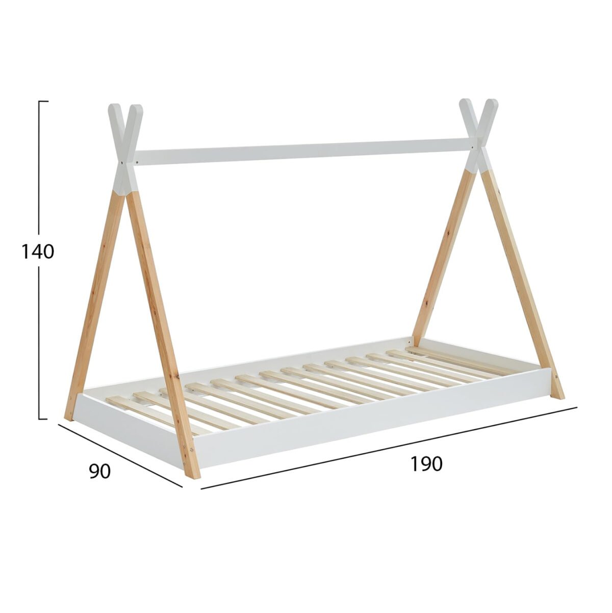 ΚΡΕΒΑΤΙ ΠΑΙΔΙΚΟ MUNK HM699.03 τ.MONTESSORI ΞΥΛΟ ΠΕΥΚΟΥ ΦΥΣΙΚΟ-ΛΕΥΚΟ- 190x90εκ - Image 3