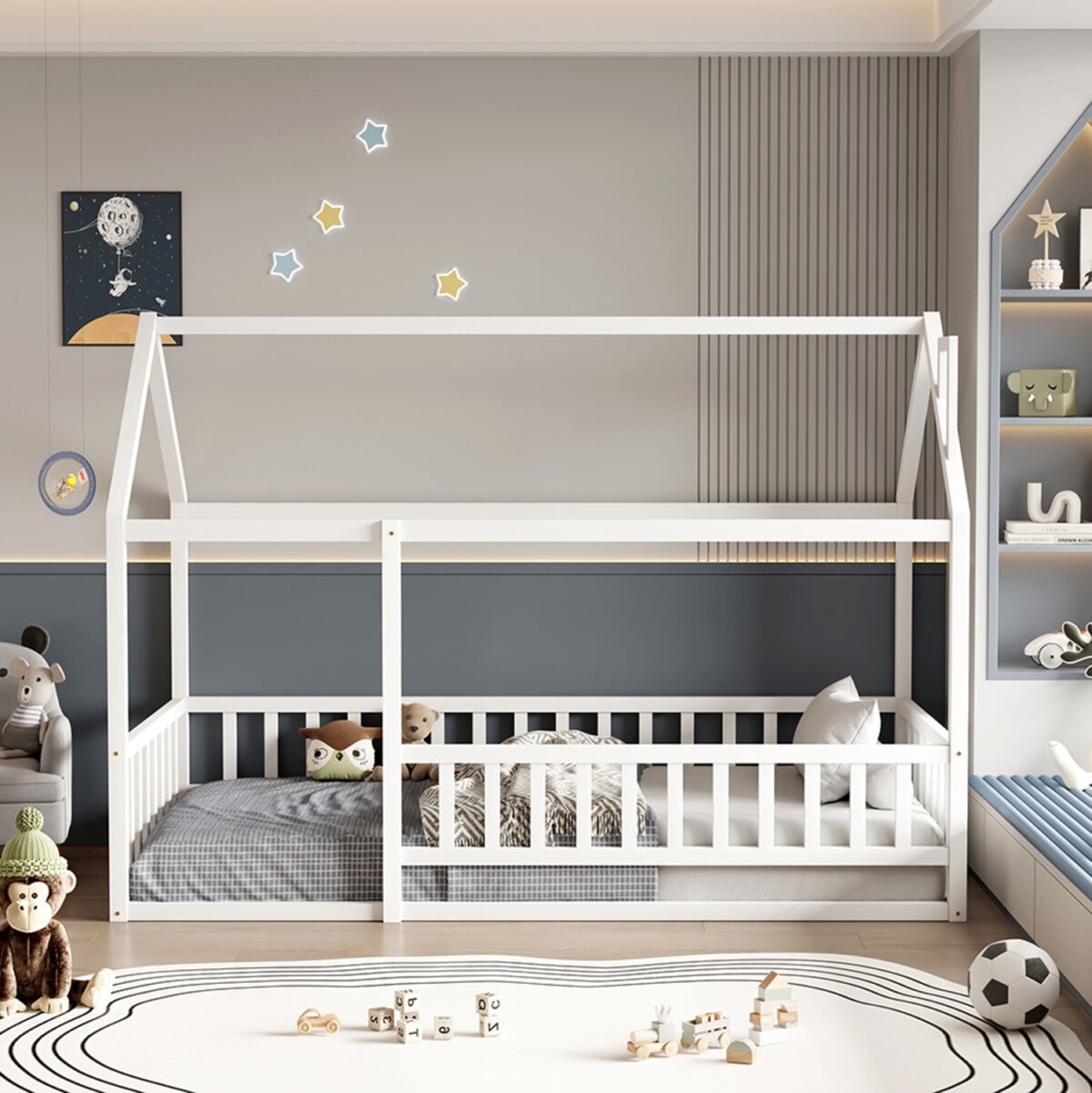 ΚΡΕΒΑΤΙ ΠΑΙΔΙΚΟ ΜΕ ΚΑΓΚΕΛΟ HOUSER HM706.03 τ.MONTESSORI ΞΥΛΟ ΠΕΥΚΟ ΛΕΥΚΟ-190x90εκ - Image 4