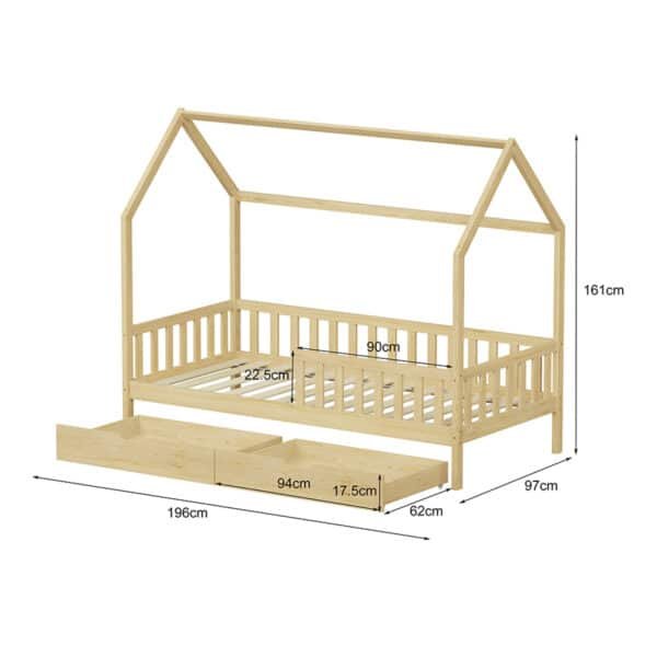 ΚΡΕΒΑΤΙ ΠΑΙΔΙΚΟ ΜΕ ΣΥΡΤΑΡΙΑ PHYLLIS HM724.01 τ.MONTESSORI ΦΥΣΙΚΟ 196x97x161Υεκ. - Image 3