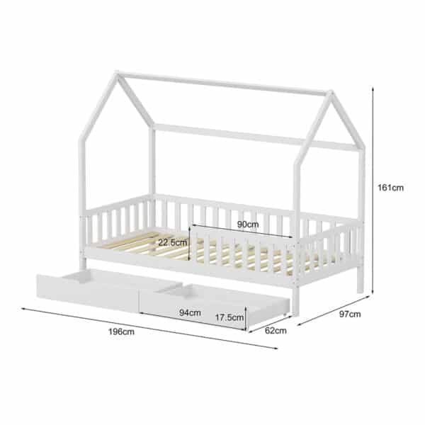 ΚΡΕΒΑΤΙ ΠΑΙΔΙΚΟ ΜΕ ΣΥΡΤΑΡΙΑ PHYLLIS HM724.03 τ.MONTESSORI ΛΕΥΚΟ 196x97x161Υεκ. - Image 3