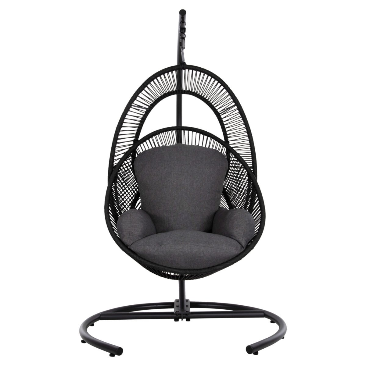 ΚΡΕΜΑΣΤΗ ΦΩΛΙΑ RULER HM6083 ΜΑΥΡΟ ΜΕΤΑΛΛΟ ΚΑΙ ΣΥΝΘ.RATTAN-ΓΚΡΙ ΜΑΞΙΛΑΡΙ 120x110x190Υ - Image 3