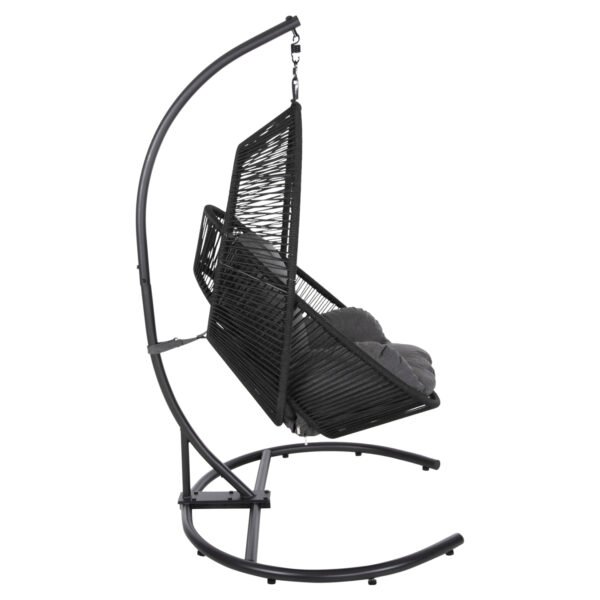 ΚΡΕΜΑΣΤΗ ΦΩΛΙΑ RULER HM6083 ΜΑΥΡΟ ΜΕΤΑΛΛΟ ΚΑΙ ΣΥΝΘ.RATTAN-ΓΚΡΙ ΜΑΞΙΛΑΡΙ 120x110x190Υ - Image 4