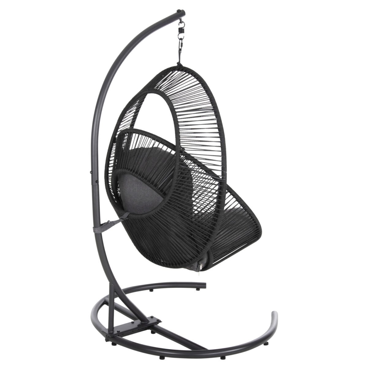 ΚΡΕΜΑΣΤΗ ΦΩΛΙΑ RULER HM6083 ΜΑΥΡΟ ΜΕΤΑΛΛΟ ΚΑΙ ΣΥΝΘ.RATTAN-ΓΚΡΙ ΜΑΞΙΛΑΡΙ 120x110x190Υ - Image 5