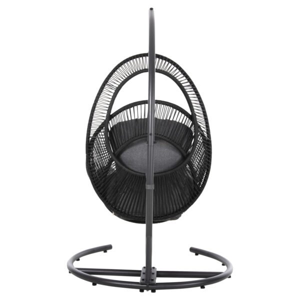 ΚΡΕΜΑΣΤΗ ΦΩΛΙΑ RULER HM6083 ΜΑΥΡΟ ΜΕΤΑΛΛΟ ΚΑΙ ΣΥΝΘ.RATTAN-ΓΚΡΙ ΜΑΞΙΛΑΡΙ 120x110x190Υ - Image 6