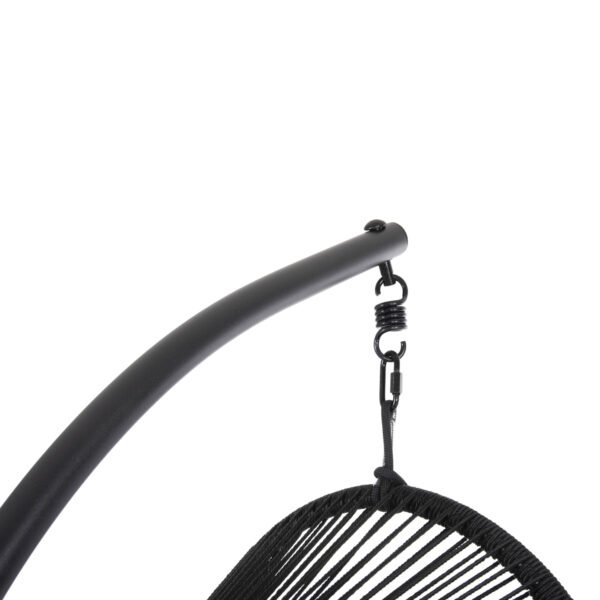 ΚΡΕΜΑΣΤΗ ΦΩΛΙΑ RULER HM6083 ΜΑΥΡΟ ΜΕΤΑΛΛΟ ΚΑΙ ΣΥΝΘ.RATTAN-ΓΚΡΙ ΜΑΞΙΛΑΡΙ 120x110x190Υ - Image 9