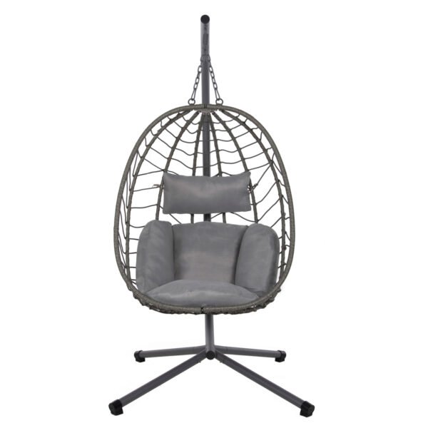 ΚΡΕΜΑΣΤΗ ΠΟΛΥΘΡΟΝΑ ΦΩΛΙΑ MILLIE HM5997.10 ΜΕΤΑΛΛΟ-ΣΥΝΘ.RATTAN ΓΚΡΙ 90x75x190Υεκ. - Image 3