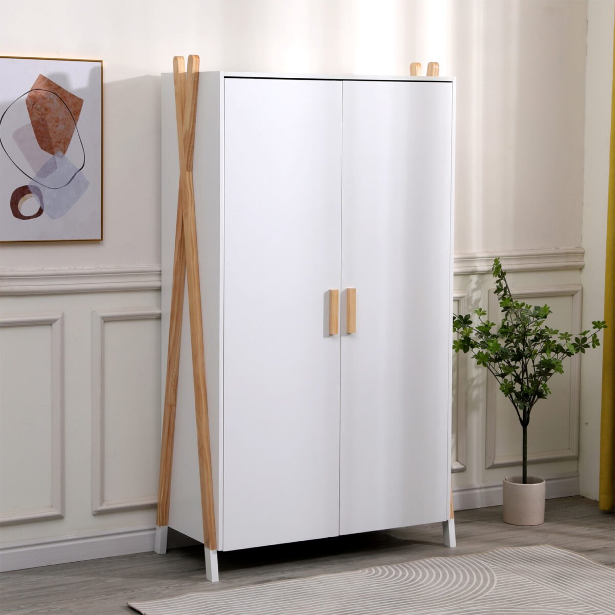 ΝΤΟΥΛΑΠΑ ΠΑΙΔΙΚH PASCHAL HM2494.03 ΛΕΥΚΗ ΜΕΛΑΜΙΝΗ-ΠΟΔΙΑ ΞΥΛΟ ΠΕΥΚΟΥ 96x44x170Υεκ. - Image 2