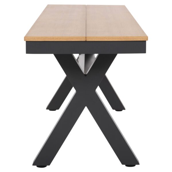 ΠΑΓΚΑΚΙ ΑΛΟΥΜΙΝΙΟΥ TAWNEE HM6038.01 ΑΝΘΡΑΚΙ ΜΕ POLYWOOD ΚΑΘΙΣΜΑ ΣΕ ΦΥΣΙΚΟ ΧΡΩΜΑ 150x36x45Υεκ. - Image 4