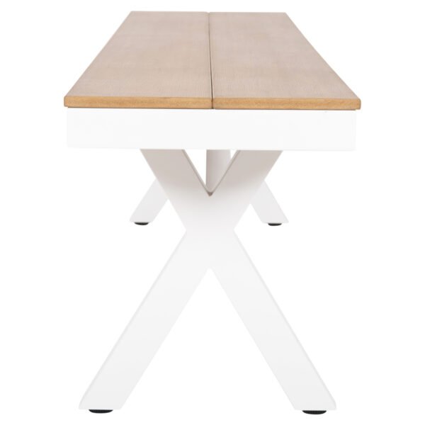 ΠΑΓΚΑΚΙ ΑΛΟΥΜΙΝΙΟΥ TAWNEE HM6040.02 ΛΕΥΚΟ-POLYWOOD ΚΑΘΙΣΜΑ ΦΥΣΙΚΟ 220x36x44,5Υεκ. - Image 4
