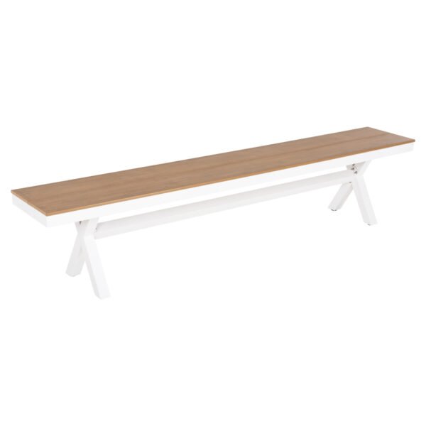 ΠΑΓΚΑΚΙ ΑΛΟΥΜΙΝΙΟΥ TAWNEE HM6040.02 ΛΕΥΚΟ-POLYWOOD ΚΑΘΙΣΜΑ ΦΥΣΙΚΟ 220x36x44,5Υεκ. - Image 5