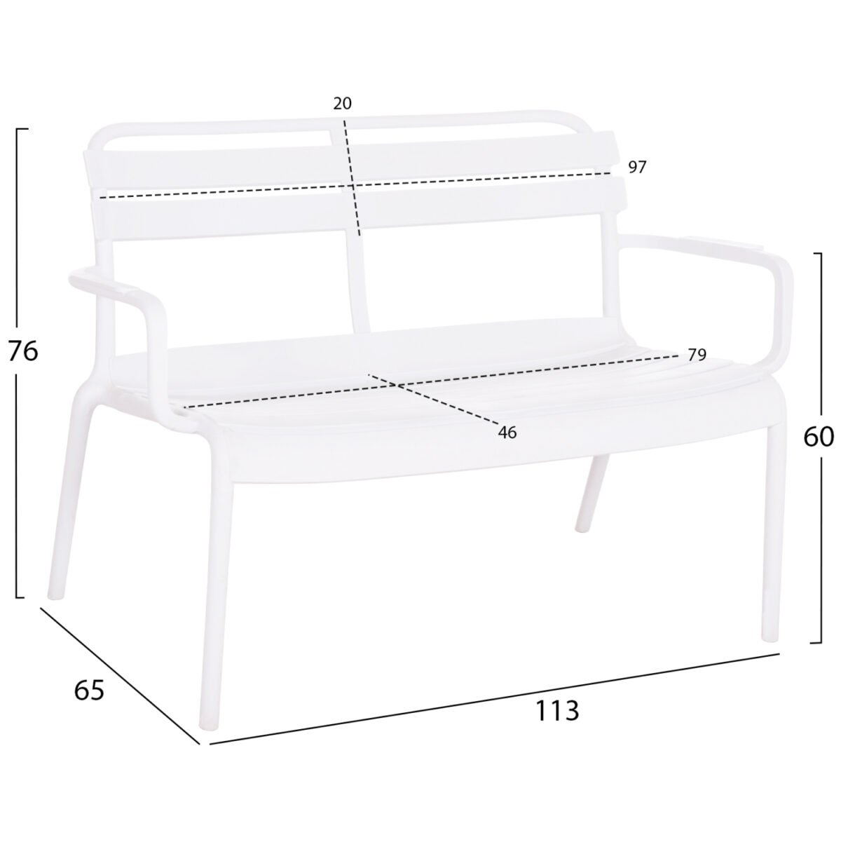 ΠΑΓΚΑΚΙ ΠΟΛΥΠΡΟΠΥΛΕΝΙΟΥ 2ΘΕΣΙΟ KORVER HM6332.01 ΛΕΥΚΟ 113x65x76Υεκ. - Image 2