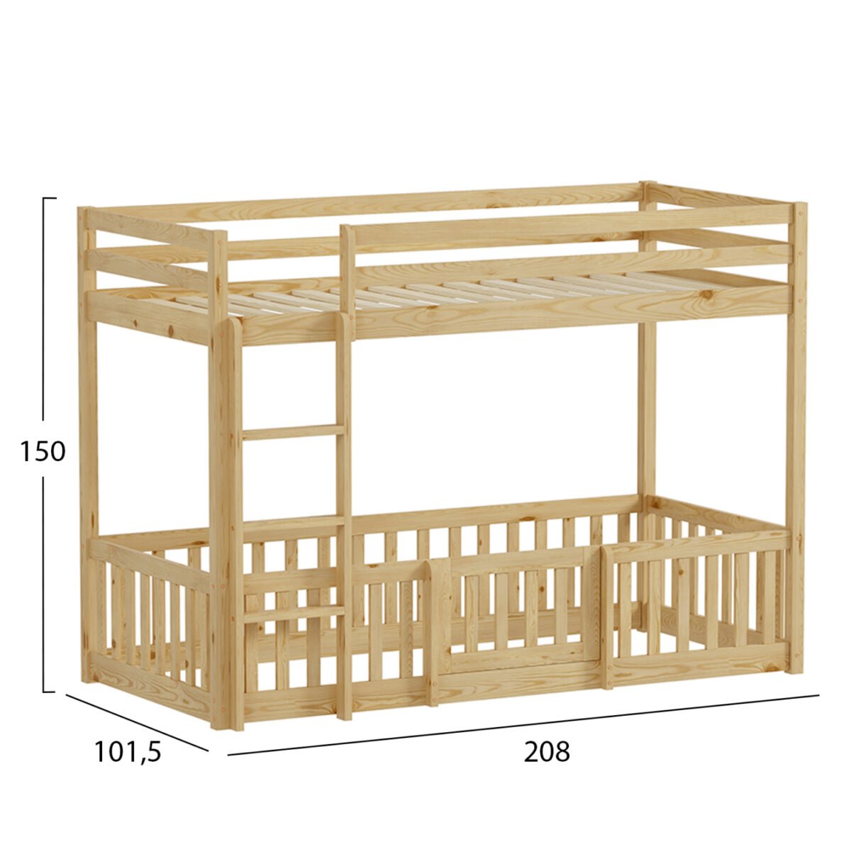 ΠΑΙΔΙΚΗ ΚΟΥΚΕΤΑ τ.MONTESSORI ΜΕ ΠΑΡΚΑΚΙ PLAYKID HM703.01 ΞΥΛΟ ΠΕΥΚΟΥ ΦΥΣΙΚΟ ΓΙΑ 190x90εκ - Image 3