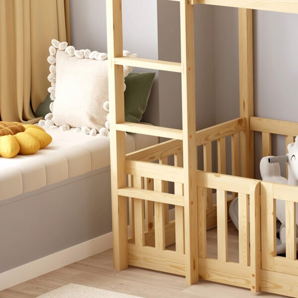 ΠΑΙΔΙΚΗ ΚΟΥΚΕΤΑ τ.MONTESSORI ΜΕ ΠΑΡΚΑΚΙ PLAYKID HM703.01 ΞΥΛΟ ΠΕΥΚΟΥ ΦΥΣΙΚΟ ΓΙΑ 190x90εκ - Image 5