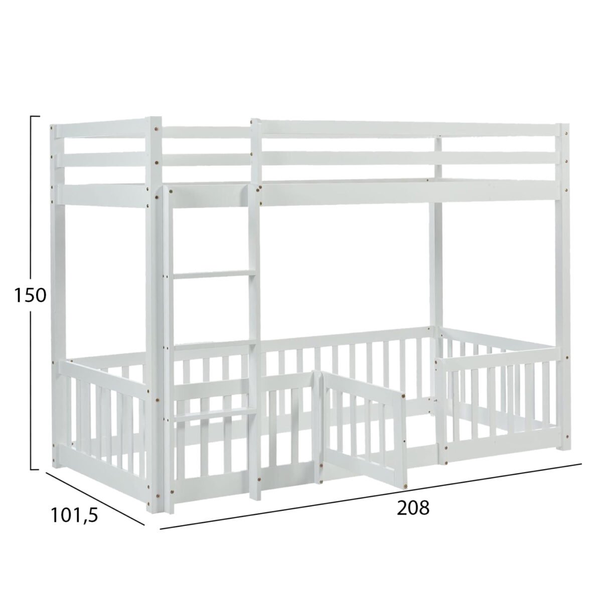 ΠΑΙΔΙΚΗ ΚΟΥΚΕΤΑ τ.MONTESSORI ΜΕ ΠΑΡΚΑΚΙ PLAYKID HM703.03 ΞΥΛΟ ΠΕΥΚΟΥ ΛΕΥΚΟ ΓΙΑ 190x90εκ - Image 3