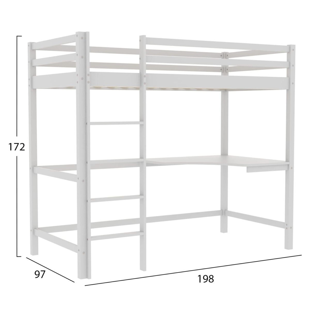 ΠΑΙΔΙΚΟ ΚΡΕΒΑΤΙ ΚΟΥΚΕΤΑ ΜΕ ΓΡΑΦΕΙΟ AKRON HM702.03 ΞΥΛΟ ΠΕΥΚΟΥ ΛΕΥΚΟ-ΣΤΡΩΜΑ 90x190εκ - Image 3