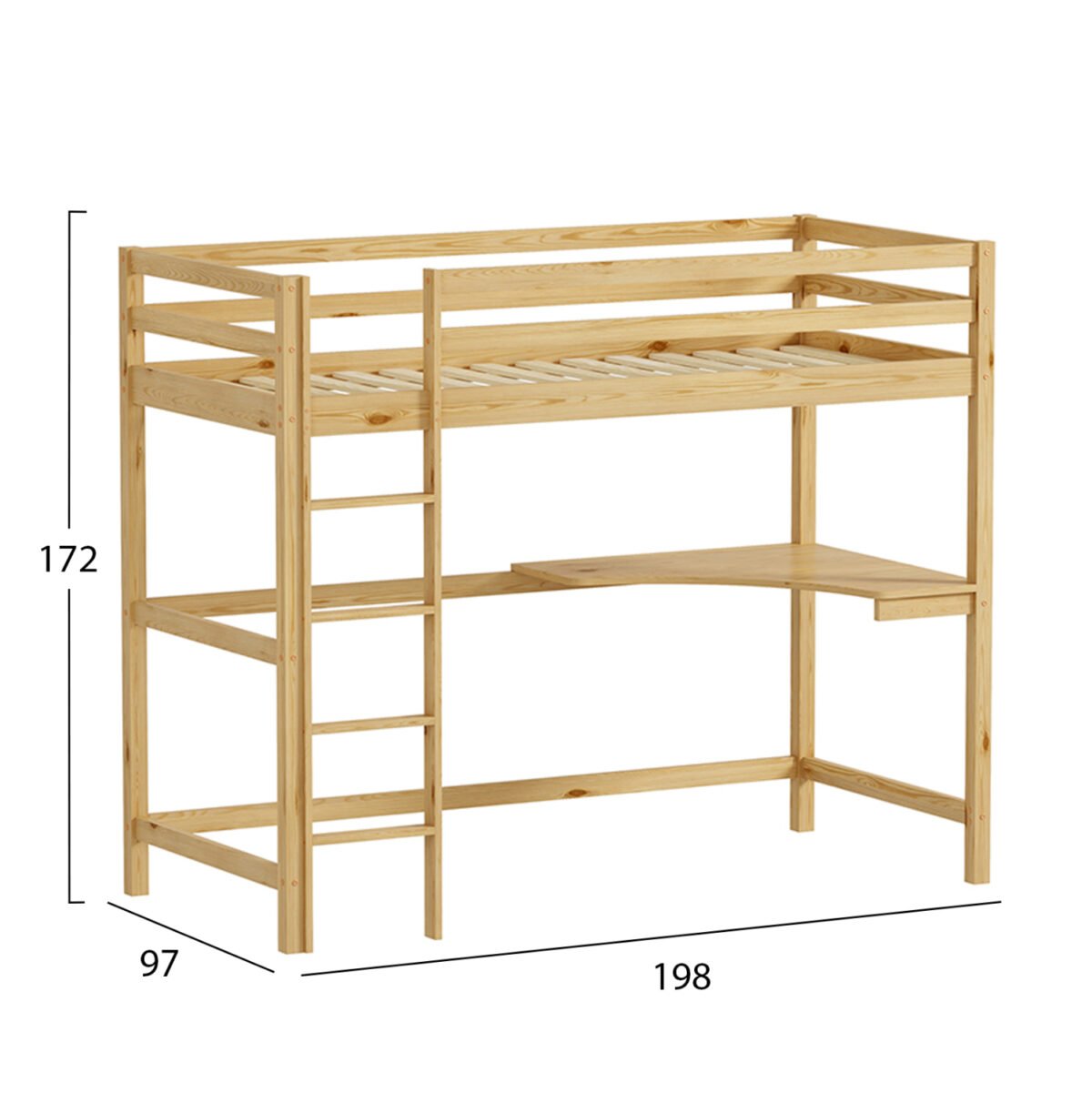 ΠΑΙΔΙΚΟ ΚΡΕΒΑΤΙ ΚΟΥΚΕΤΑ ΜΕ ΓΡΑΦΕΙΟ AKRON HM702.01 ΞΥΛΟ ΠΕΥΚΟΥ ΦΥΣΙΚΟ-ΣΤΡΩΜΑ 90x190εκ - Image 3