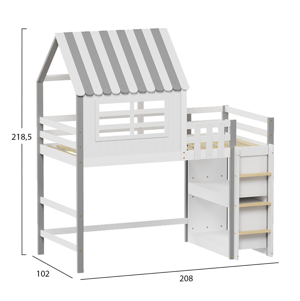 ΠΑΙΔΙΚΟ ΚΡΕΒΑΤΙ τ.MONTESSORI ΜΕ ΠΛΑΙΝΑ ΡΑΦΙΑ HOMI HM712 ΞΥΛΟ ΠΕΥΚΟΥ ΛΕΥΚΟ-ΓΚΡΙ-ΣΤΡΩΜΑ 90x190εκ - Image 3