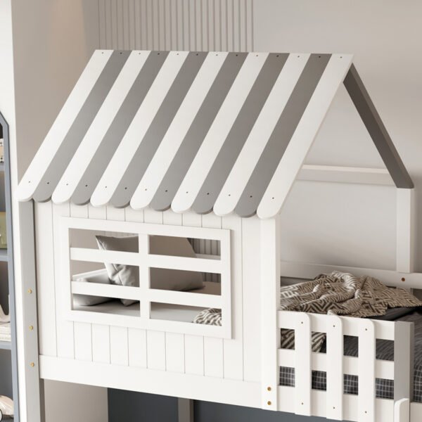 ΠΑΙΔΙΚΟ ΚΡΕΒΑΤΙ τ.MONTESSORI ΜΕ ΠΛΑΙΝΑ ΡΑΦΙΑ HOMI HM712 ΞΥΛΟ ΠΕΥΚΟΥ ΛΕΥΚΟ-ΓΚΡΙ-ΣΤΡΩΜΑ 90x190εκ - Image 4