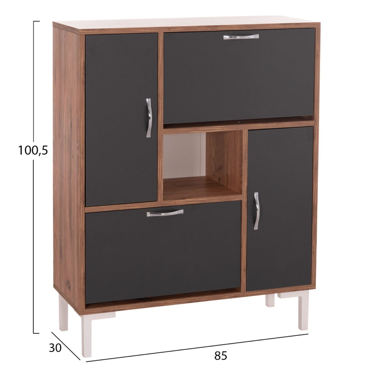 ΠΑΠΟΥΤΣΟΘΗΚΗ MEDY HM18187.02 ΜΕΛΑΜΙΝΗ ΣΕ ΦΥΣΙΚΟ & ΑΝΘΡΑΚΙ-ΜΑΥΡΑ ΠΟΔΙΑ 85x30x108.5Υεκ - Image 2