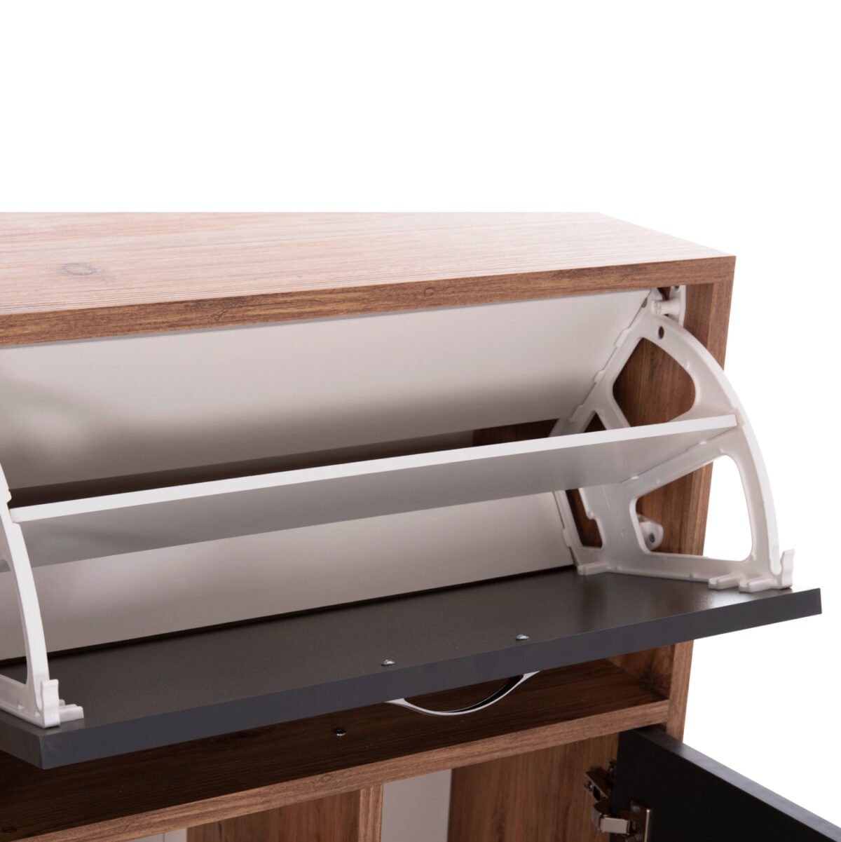 ΠΑΠΟΥΤΣΟΘΗΚΗ MEDY HM18187.02 ΜΕΛΑΜΙΝΗ ΣΕ ΦΥΣΙΚΟ & ΑΝΘΡΑΚΙ-ΜΑΥΡΑ ΠΟΔΙΑ 85x30x108.5Υεκ - Image 8