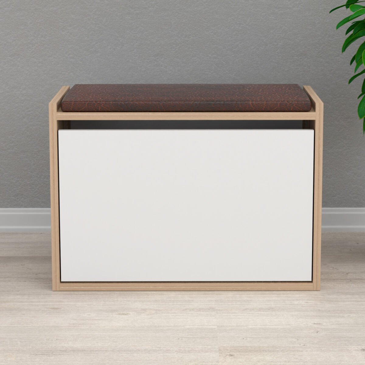 ΠΑΠΟΥΤΣΟΘΗΚΗ ΜΕ ΚΑΘΙΣΜΑ VIDAL HM18190.01 ΜΕΛΑΜΙΝΗ ΣΕ ΣΟΝΑΜΑ-ΛΕΥΚΟ 60x30x45Υεκ. - Image 4