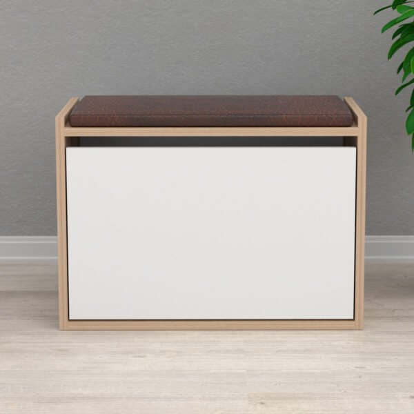 ΠΑΠΟΥΤΣΟΘΗΚΗ ΜΕ ΚΑΘΙΣΜΑ VIDAL HM18190.01 ΜΕΛΑΜΙΝΗ ΣΕ ΣΟΝΑΜΑ-ΛΕΥΚΟ 60x30x45Υεκ. - Image 4