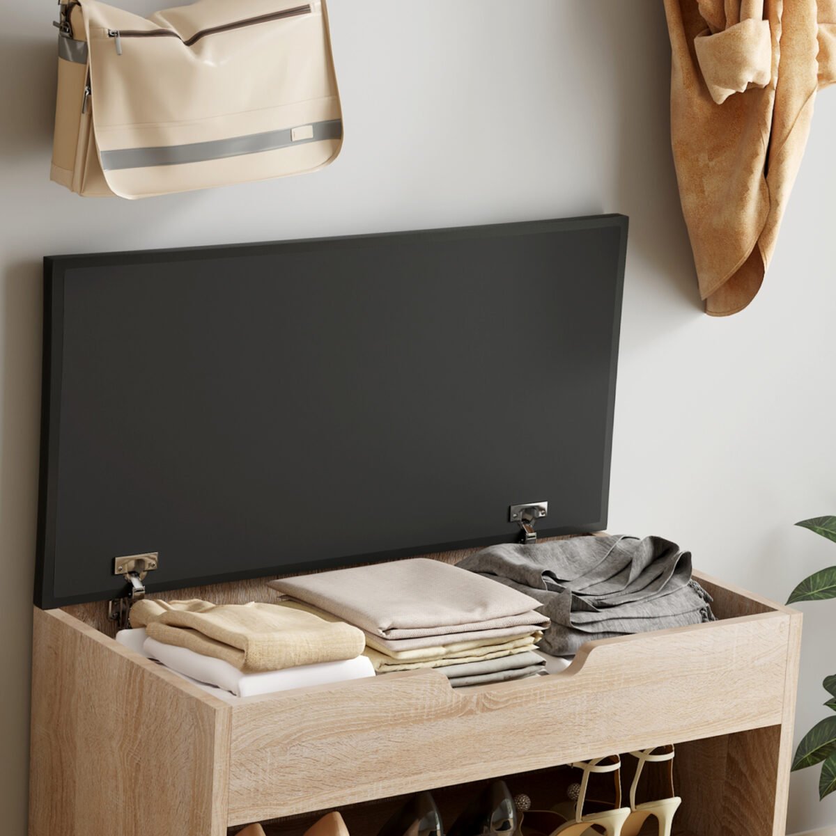 ΠΑΠΟΥΤΣΟΘΗΚΗ ΜΕ ΚΑΘΙΣΜΑ ROMIR HM2477.01 ΜΕΛΑΜΙΝΗ ΣΕ ΣΟΝΑΜΑ-ΚΑΘΙΣΜΑ ΚΑΦΕ 60x30x44Υ - Image 6