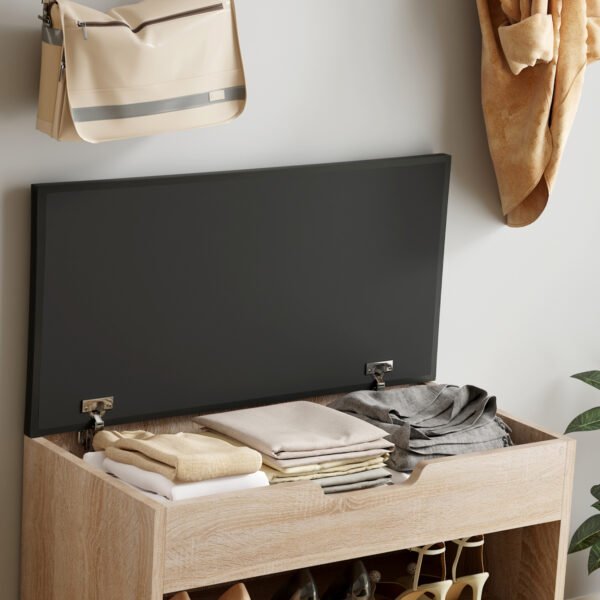 ΠΑΠΟΥΤΣΟΘΗΚΗ ΜΕ ΚΑΘΙΣΜΑ ROMIR HM2477.01 ΜΕΛΑΜΙΝΗ ΣΕ ΣΟΝΑΜΑ-ΚΑΘΙΣΜΑ ΚΑΦΕ 60x30x44Υ - Image 6