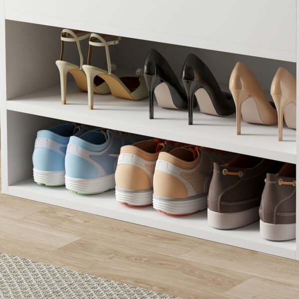 ΠΑΠΟΥΤΣΟΘΗΚΗ ΜΕ ΚΑΘΙΣΜΑ ROMIR HM2477.03 ΜΕΛΑΜΙΝΗ ΣΕ ΛΕΥΚΟ-ΚΑΘΙΣΜΑ ΛΕΥΚΟ 60x30x44Υ - Image 7