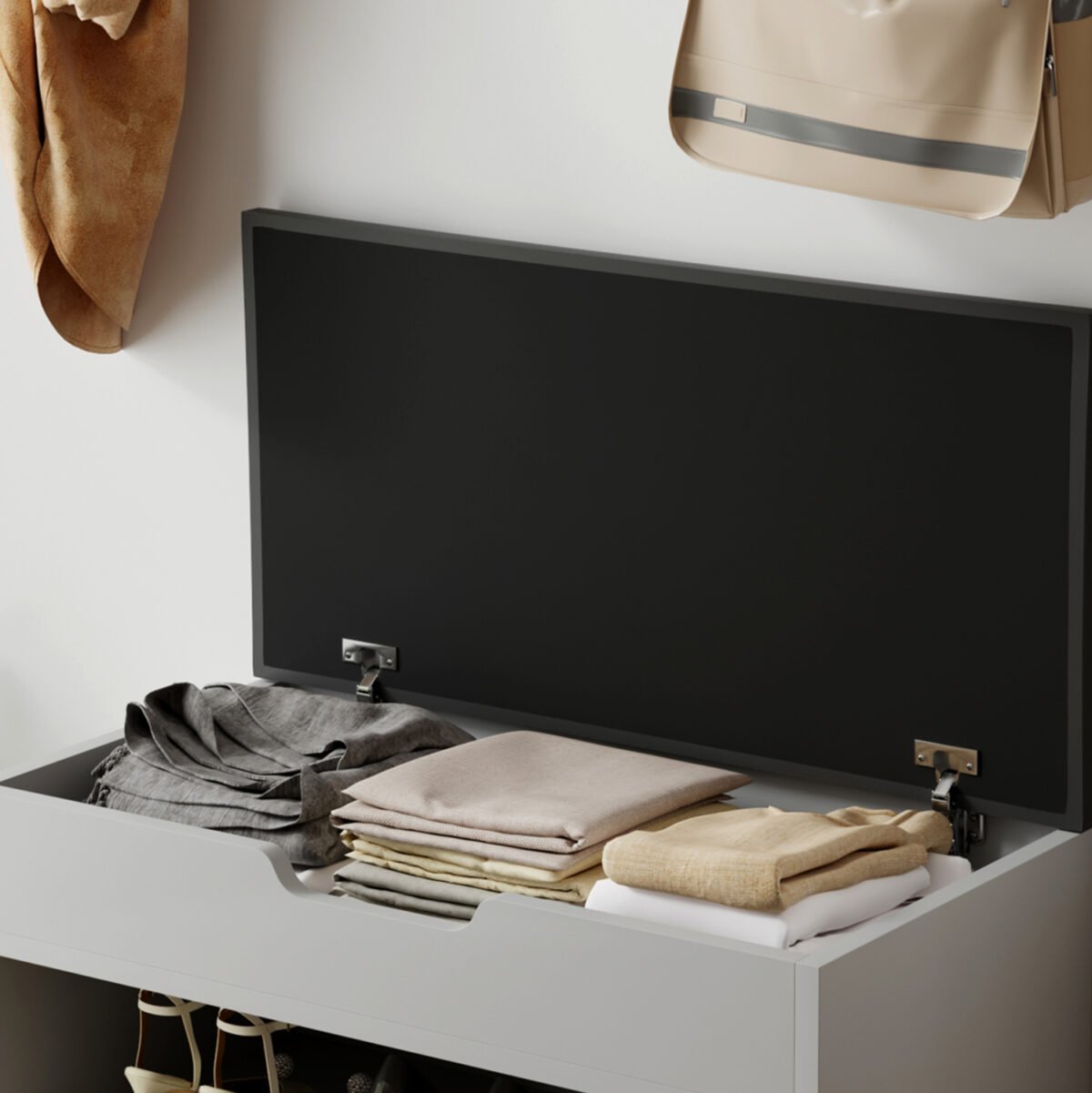 ΠΑΠΟΥΤΣΟΘΗΚΗ ΜΕ ΚΑΘΙΣΜΑ ROMIR HM2477.05 ΜΕΛΑΜΙΝΗ ΓΚΡΙ-ΚΑΘΙΣΜΑ PU ΑΝΘΡΑΚΙ 60x30x44Υ - Image 6