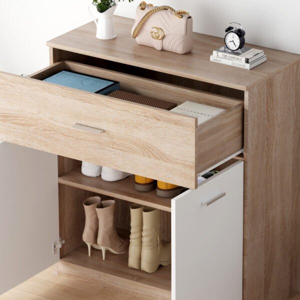 ΠΑΠΟΥΤΣΟΘΗΚΗ ΜΕ ΣΥΡΤΑΡΙ DIONNE HM4362 ΜΕΛΑΜΙΝΗ ΣΕ ΣΟΝΑΜΑ-ΛΕΥΚΟ 80x35x84Υεκ - Image 6