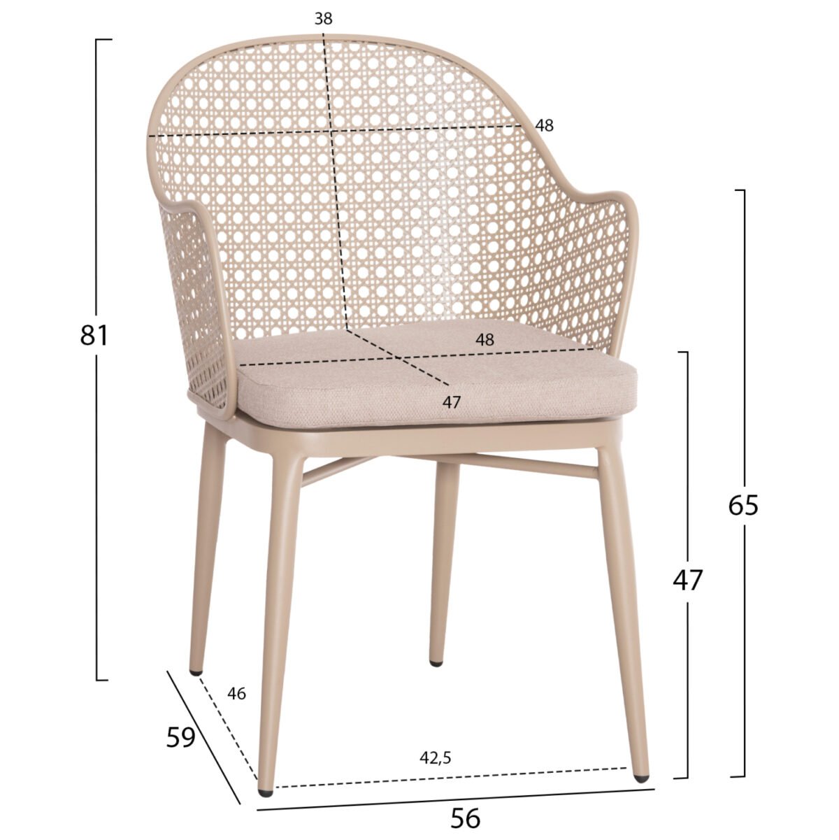ΠΟΛΥΘΡΟΝΑ ΑΛΟΥΜΙΝΙΟΥ OREGO HM6268.03 ΚΑΠΟΥΤΣΙΝΟ-ΜΑΞΙΛΑΡΙ ΜΠΕΖ 58x55x83Υεκ. - Image 2