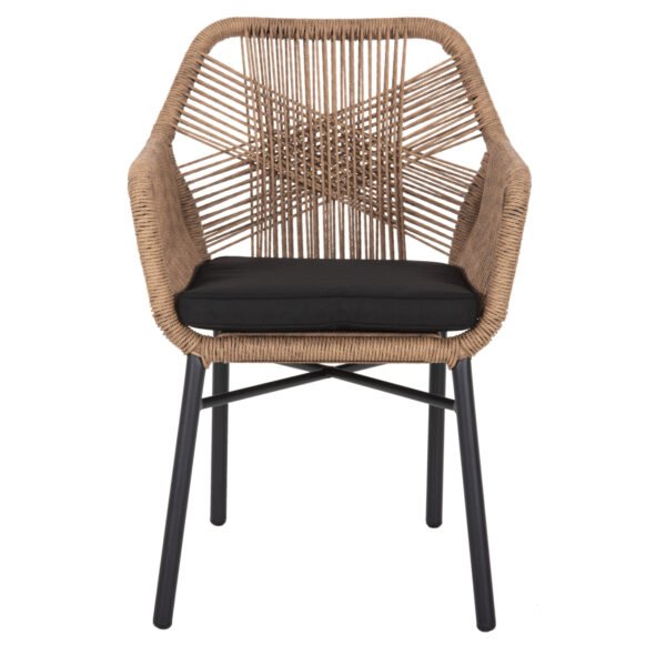 ΠΟΛΥΘΡΟΝΑ TOPIN HM6048.02 ΑΛΟΥΜΙΝΙΟ ΜΑΥΡΟ-P.E. RATTAN ΜΠΕΖ-ΜΑΞΙΛΑΡΙ ΜΑΥΡΟ 57x65x84Υ εκ - Image 3