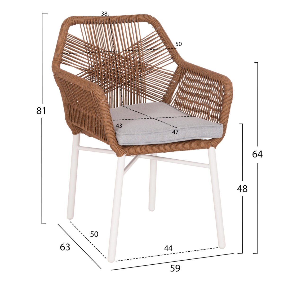 ΠΟΛΥΘΡΟΝΑ TOPIN HM6048.11 ΑΛΟΥΜΙΝΙΟ ΛΕΥΚΟ-P.E. RATTAN ΜΠΕΖ 59x63x81Υεκ - Image 2