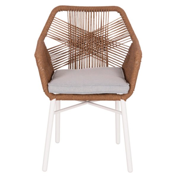 ΠΟΛΥΘΡΟΝΑ TOPIN HM6048.11 ΑΛΟΥΜΙΝΙΟ ΛΕΥΚΟ-P.E. RATTAN ΜΠΕΖ 59x63x81Υεκ - Image 3