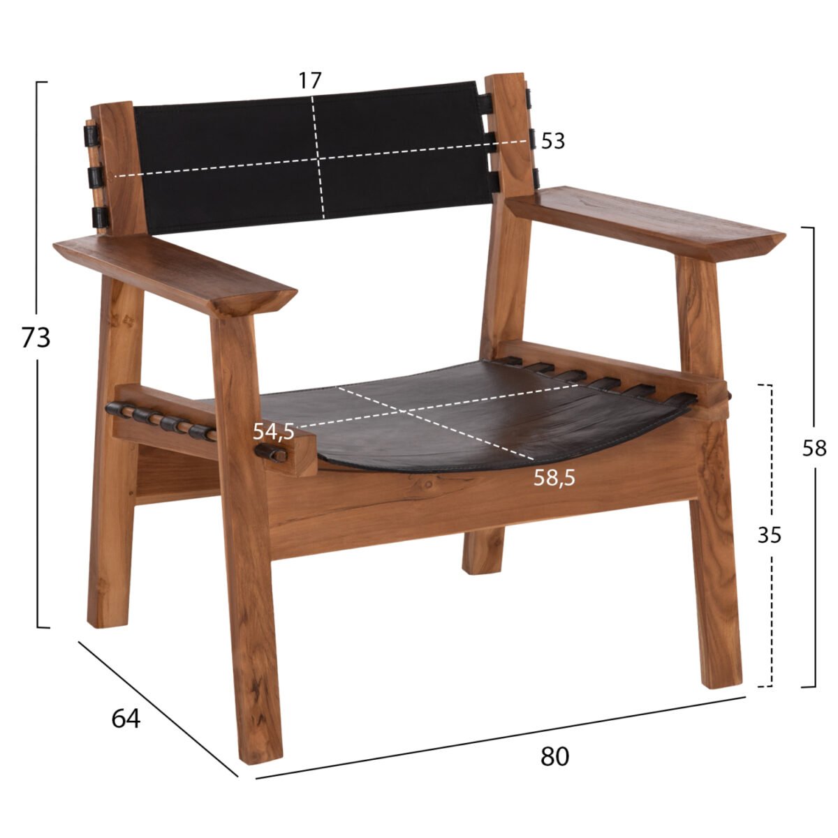 ΠΟΛΥΘΡΟΝΑ KONNA HM9928.01 TEAK ΞΥΛΟ ΣΕ ΦΥΣΙΚΟ-ΔΕΡΜΑ ΑΓΕΛΑΔΟΣ ΣΕ ΜΑΥΡΟ 80x64x73Υεκ. - Image 2