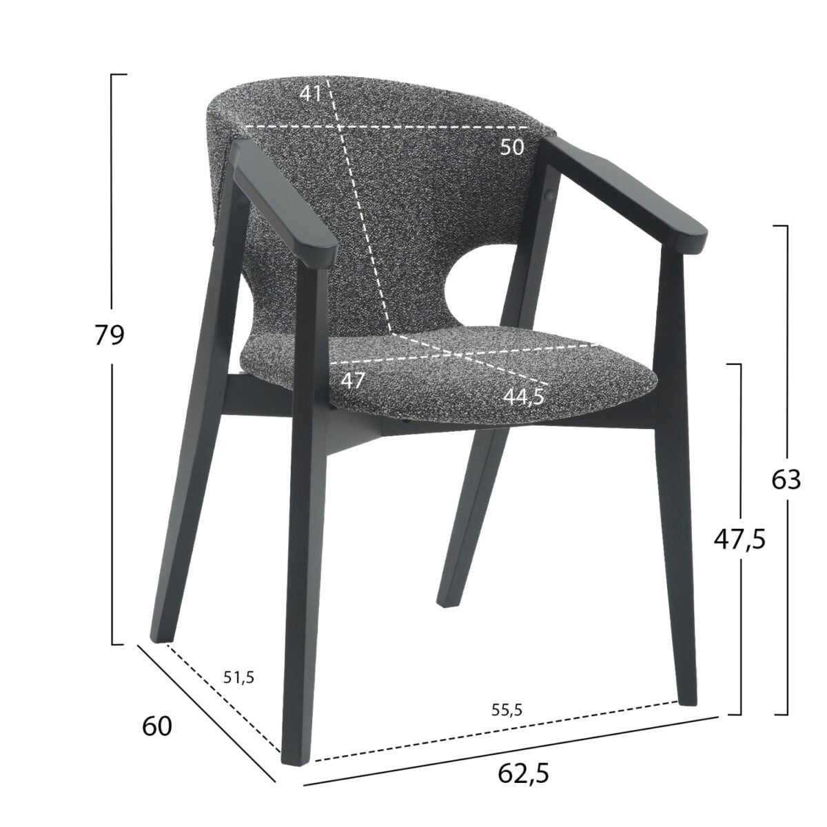 ΠΟΛΥΘΡΟΝΑ YEGER HM9995.01 ΞΥΛΟ ΟΞΙΑΣ ΣΕ ΜΑΥΡΟ-ΣΚΟΥΡΟ ΓΚΡΙ ΥΦΑΣΜΑ 59x58x78Υεκ. - Image 2