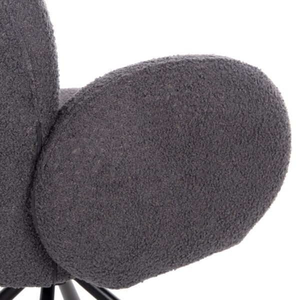 ΠΟΛΥΘΡΟΝΑ ΠΕΡΙΣΤΡΕΦ. WINON HM9778.01 ΓΚΡΙ TEDDY ΥΦΑΣΜΑ-ΜΑΥΡΟ ΜΕΤΑΛΛΟ 65x67x92Υ εκ. - Image 9