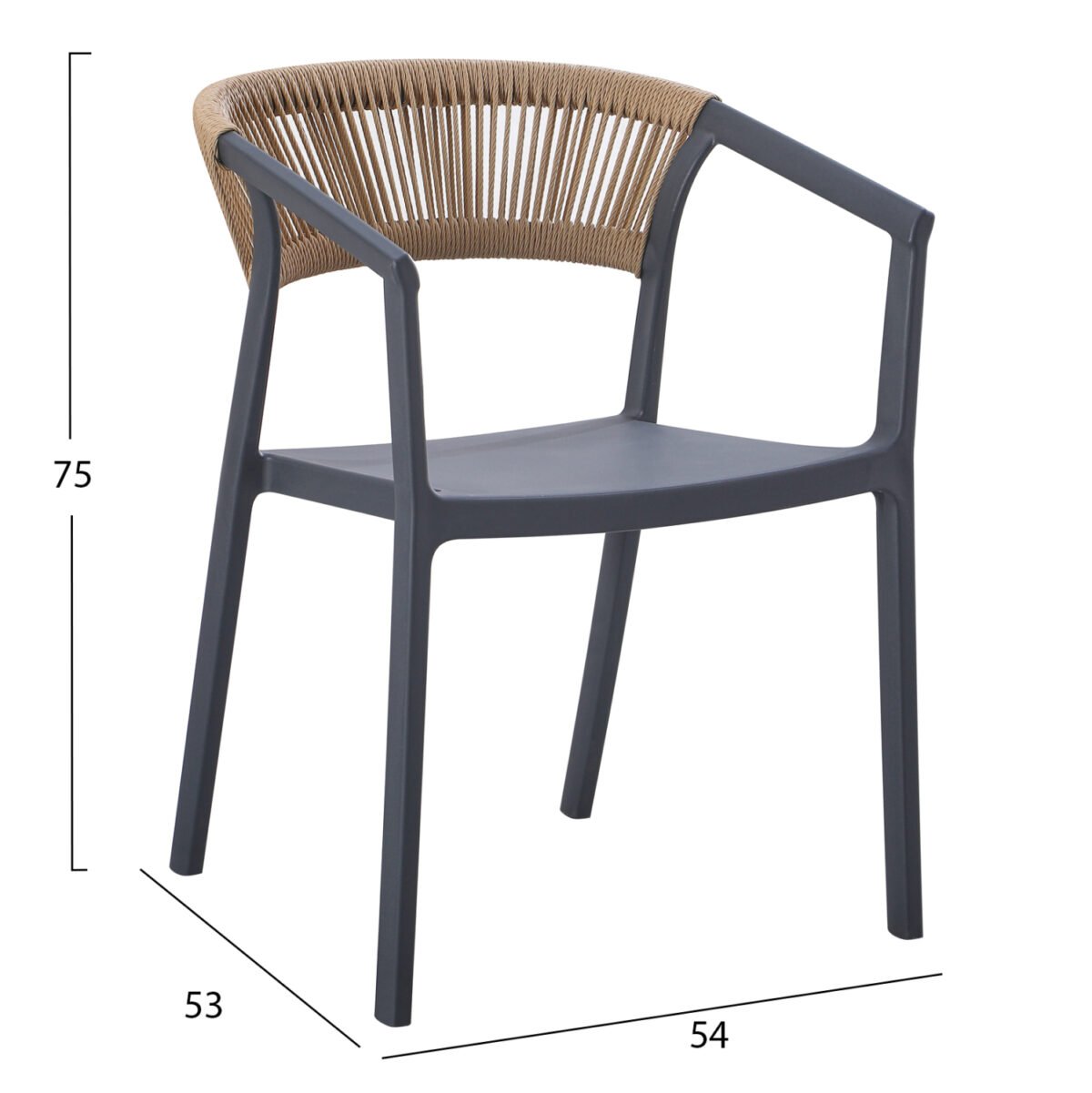 ΠΟΛΥΘΡΟΝΑ ΠΟΛΥΠΡΟΠΥΛΕΝΙΟΥ BOGI HM6240.10 ΓΚΡΙ ΜΕ ΜΠΕΖ ΣΧΟΙΝΙ 55x53.5x74Υεκ. - Image 2