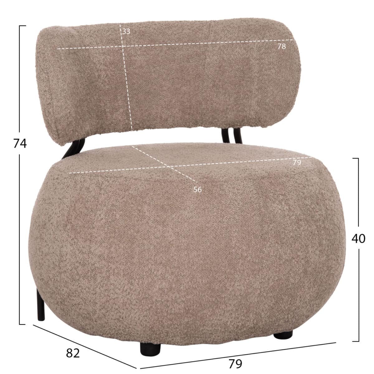 ΠΟΛΥΘΡΟΝΑ ΣΤΡΟΓΓΥΛΗ KARSEN HM9598.08 ΣΚΟΥΡΟ ΜΠΕΖ ΜΠΟΥΚΛΕ ΥΦΑΣΜΑ 79x82x74Υεκ. - Image 2