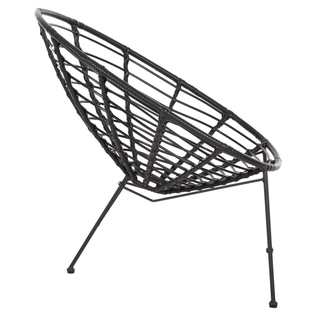 ΠΟΛΥΘΡΟΝΑ ΤΥΠΟΥ ΦΩΛΙΑ ΜΕΤΑΛΛΙΚΗ ALLEGRA HM5458.12 ΜΕ WICKER-ΜΑΥΡΟ 73x78x88Υεκ. - Image 4