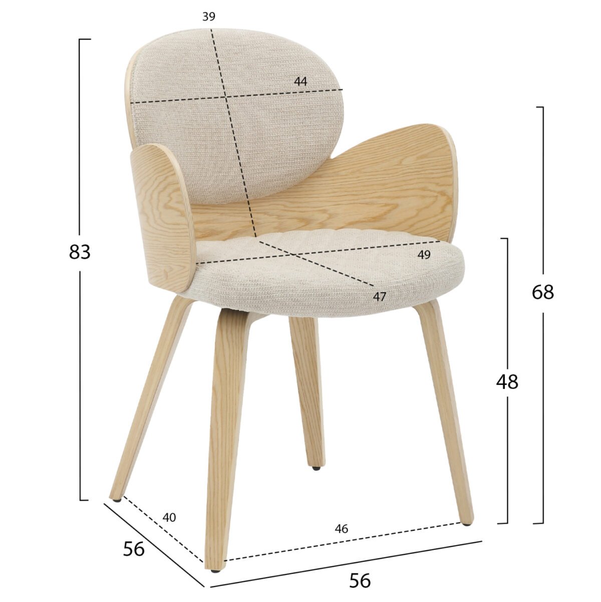 ΠΟΛΥΘΡΟΝΑΚΙ ΤΡΑΠΕΖΑΡΙΑΣ DARNELL HM9974.01 OAK Κ.Π.-ΕΚΡΟΥ ΥΦΑΣΜΑ 56x56x83Υεκ. - Image 2