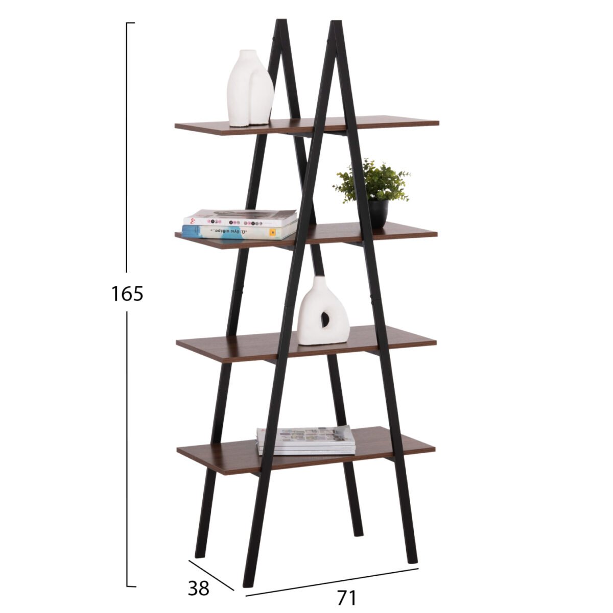 ΡΑΦΙΕΡΑ STAM HM18073.04 ΜΑΥΡΟΣ ΜΕΤΑΛΛΙΚΟΣ ΣΚΕΛΕΤΟΣ-ΜΕΛΑΜΙΝΗ ΚΑΡΥΔΙ 71x38x165Υεκ. - Image 2