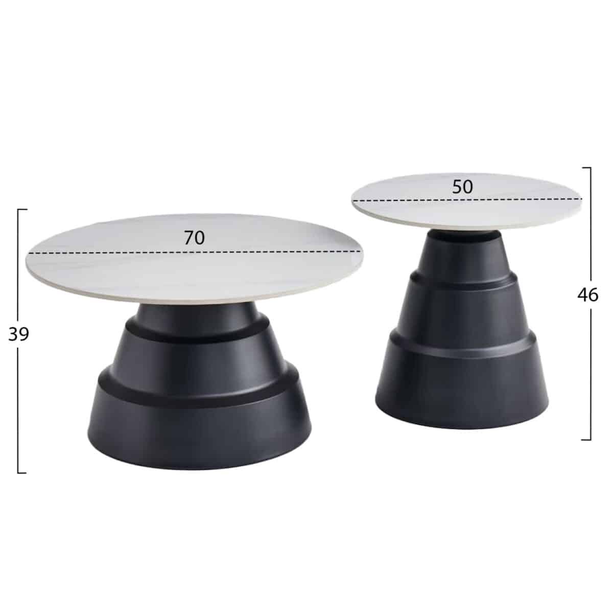 ΣΕΤ 2 ΤΡΑΠΕΖΙΑ ΣΑΛΟΝΙΟΥ LIDOX HM18306.02 SINTERED STONE TOP- SNOW WHITE ΧΡΩΜΑ Φ50 & Φ70 - Image 2