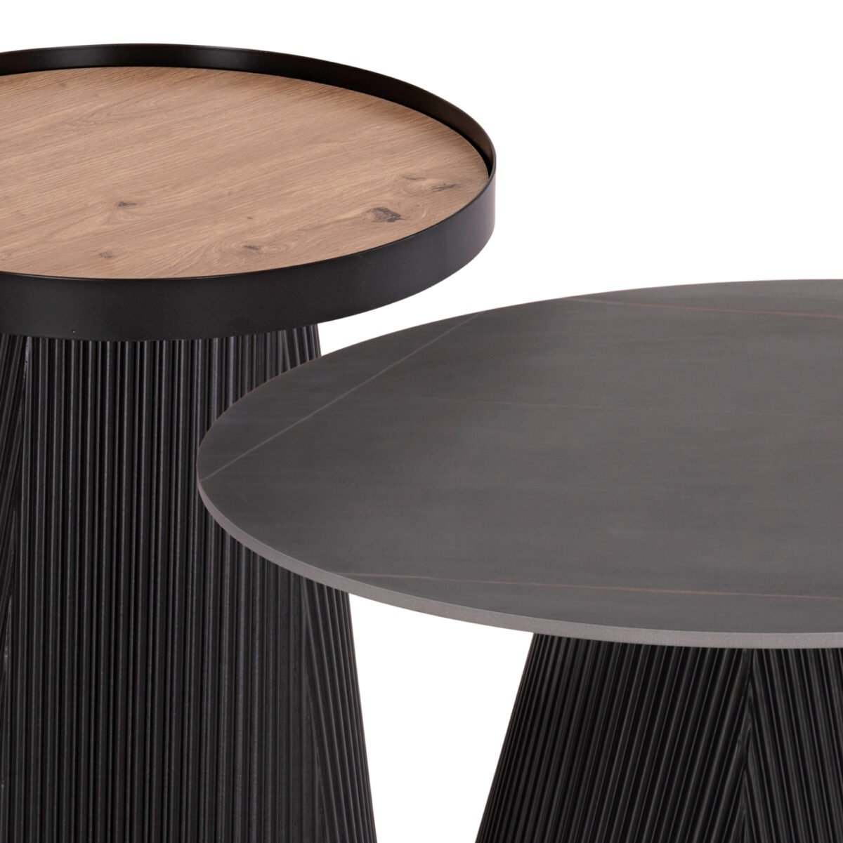 ΣΕΤ 2ΤΜΧ ΤΡΑΠΕΖΙΑ ΣΑΛΟΝΙΟΥ DUNCAN HM21081 MDF ΚΑΙ ΚΕΡΑΜΙΚΟ TOP Φ80εκ & Φ45εκ - Image 4